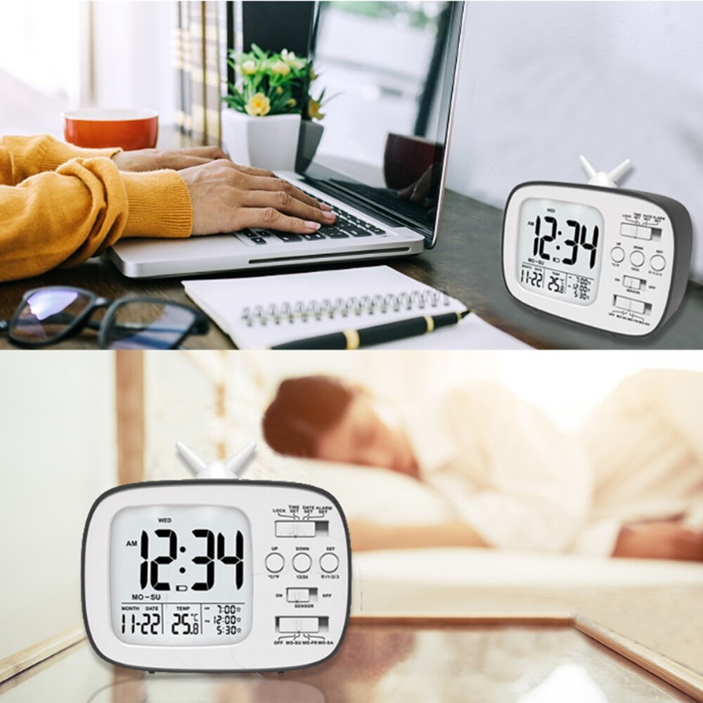 Simple Electronic Clock Photosensitive Smart Clock Alarm Clock Retro Three Group Alarm Clock