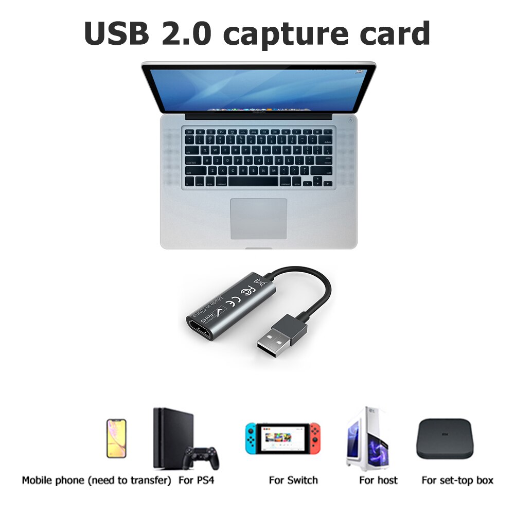 HDMI to USB HD Video Capture Card 1080P USB 2.0 Grabber Record Box for OBS