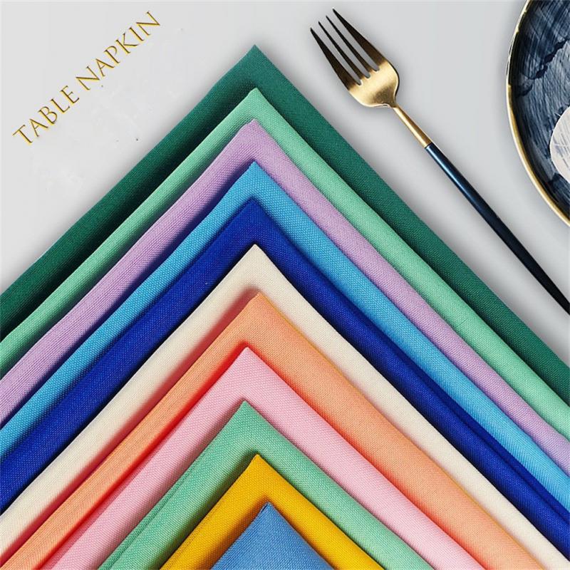 Serviettes de Table en tissu Polyester multicolore, 10 pièces, fournitures de décoration pour Restaurant, dîner, Banquet, mariage, fête occidentale