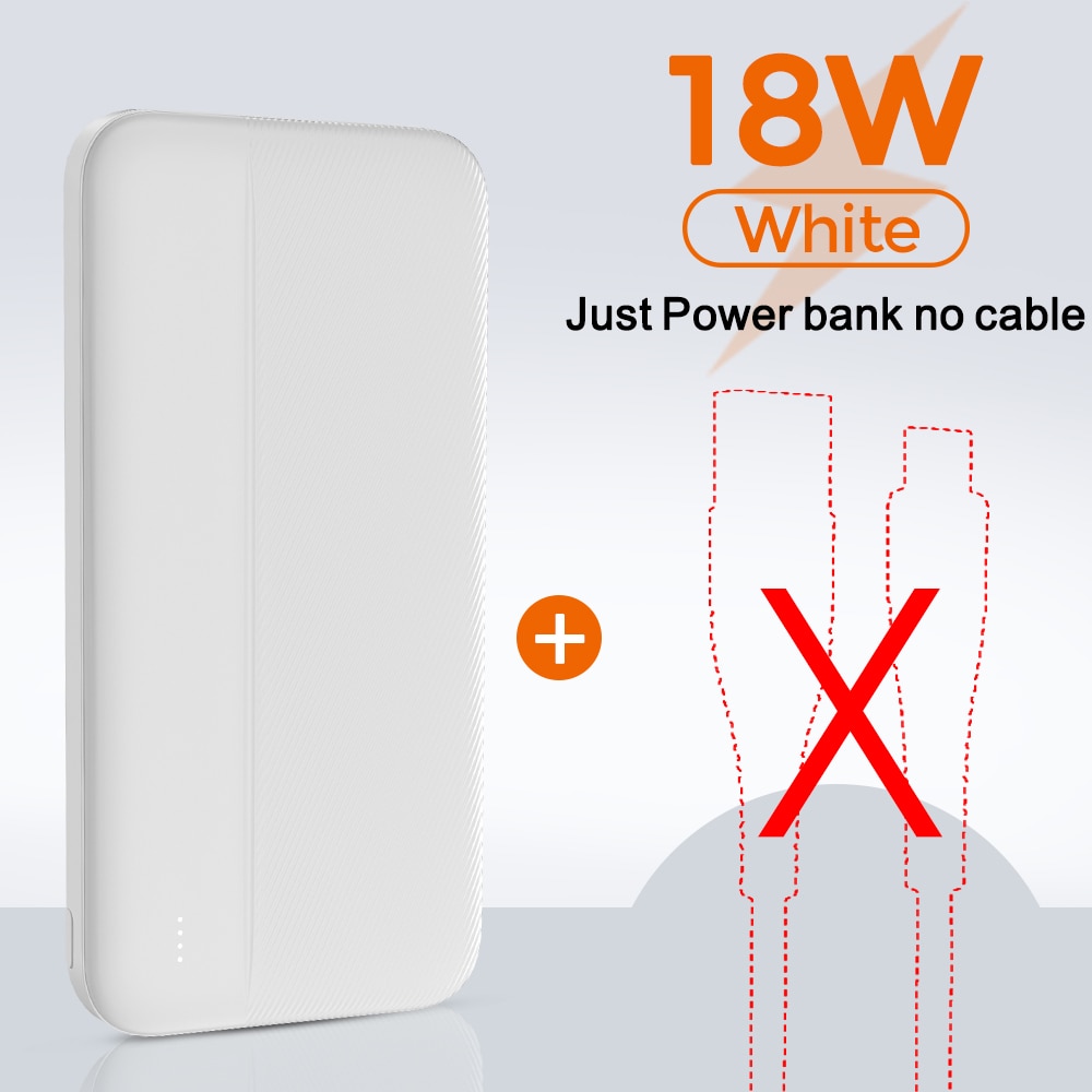 YKZ 10000mAh Power Bank For iPhone 12 pro max Powerbank External Battery Pack Portable Charger Power Bank for Xiaomi Mi 9: 18w white