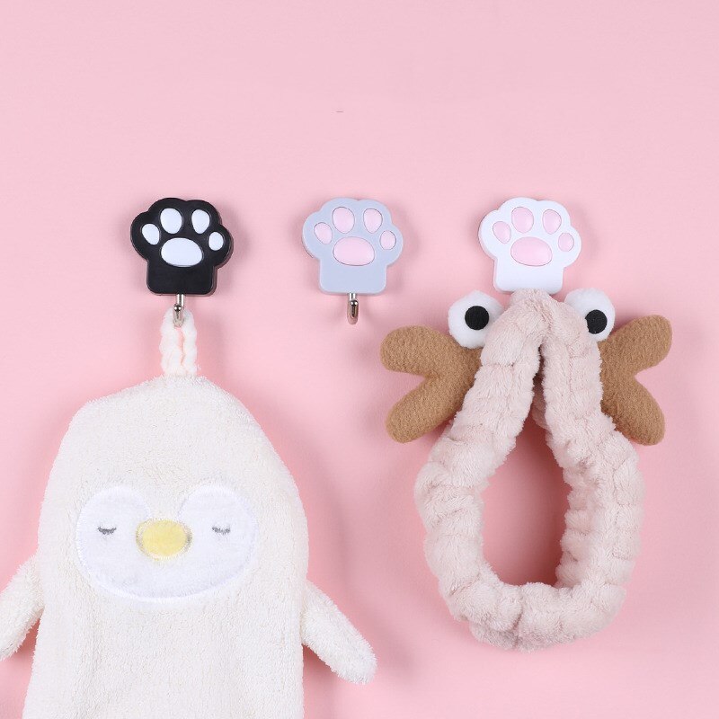 1Pcs Kat-Poot Vorm Wall Mount Hangers Sleutelhouder Zelfklevende Haak Jas Kleerhanger Handdoek Houder Thuis organizer Haken