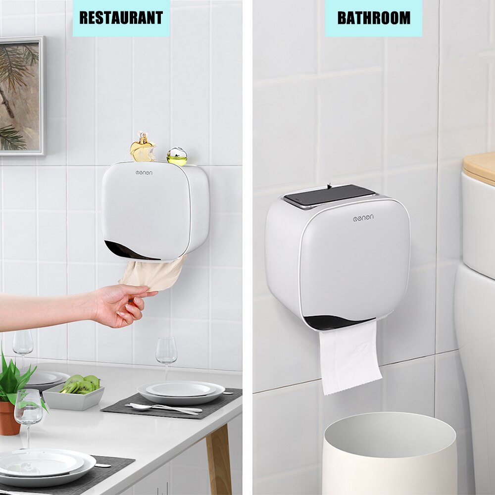Toilet Paper Holder Bath Toilet Plastic Tissue Box Waterproof Wall Mounted Paper Towel Storage Box Bathroom Tissue Dispenser