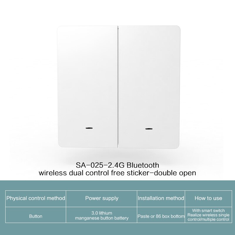 2.4G 1/2/3 Gang Smart Wall Switch Single Live Wire No-Neutral Line Smart Touch Switch Bluetooth Protocol EWeLink APP Control: Wireless 2 open