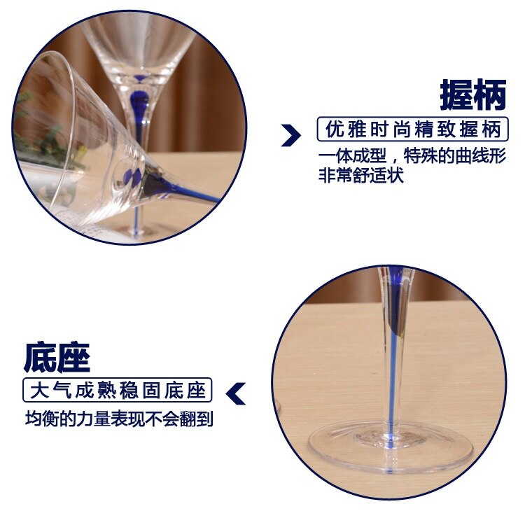 Vaso de cristal sin plomo azul gota de agua cóctel copa de Martini Copa triángulo invertido