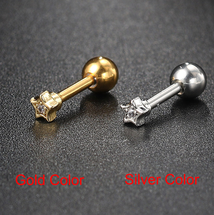 OUFER 16G Rvs Kraakbeen Oorbel Gebogen Wijnstok CZ Bovenoor Helix Conch