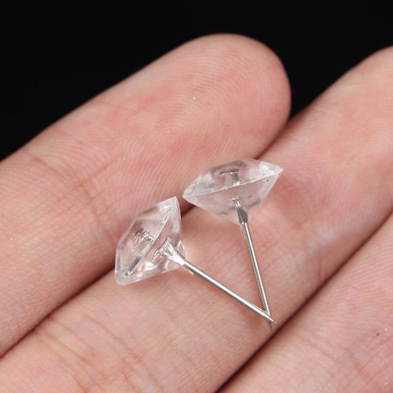 50pcs/box Water Droplets Diamond Pin Thumbtack Crystal Head Push Board Pins Cork Board Message Map Nail