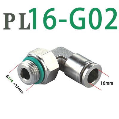 304 stainless steel joint trachea quick coupling 1/8&quot; 1/4&quot; 3/8&quot; 1/2&quot; BSP pneumatic quick coupling elbow male thread G thread: PL16-G02