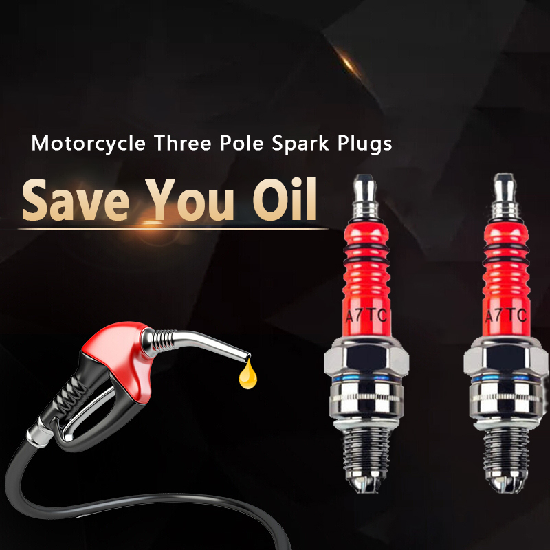 1pc Spark Plug High Performance 3-Electrode For GY6 50cc-70cc Scooter Motorcycle 10mm Spark Plug Car Accessories