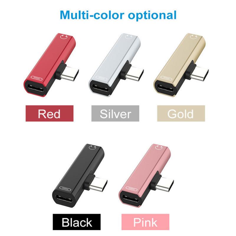 2 In 1 Type C To 3.5mm Jack Earphone Charging Converter T-shaped Portable Audio Charger Adapter For Cell Phone Xiaomi Huawei