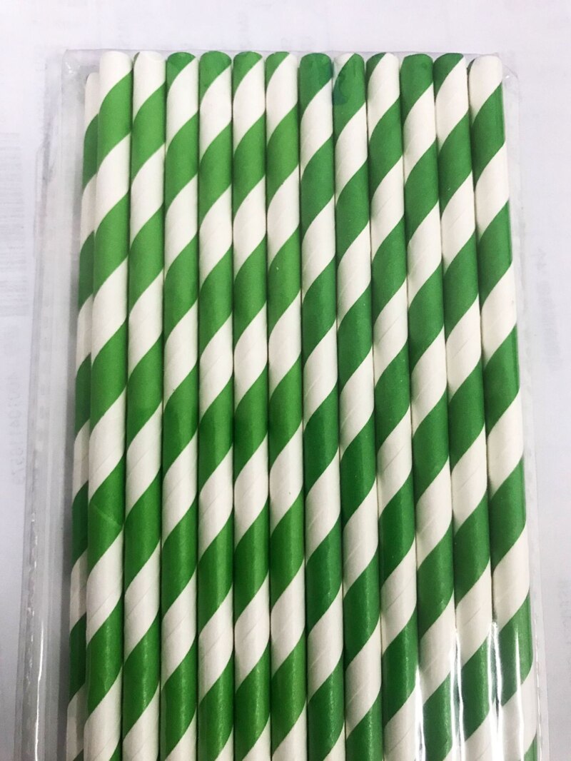 25Pc Papier Rietjes Gestreepte Wegwerp Party Paper Rietje Servies Bruiloft Verjaardag Partij Decoratie Baby Shower Benodigdheden: Green