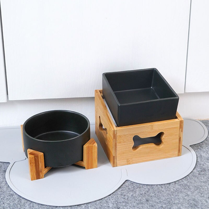 Keramische Hond Kat pet Puppy Kom Feeding Feeder Water Kom Afneembare Hoogte Verstelbare Hoge Capaciteit Enkele En Dubbele Kom