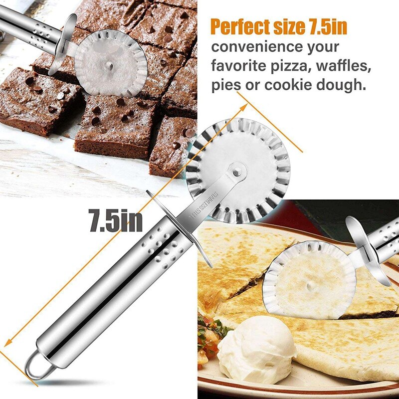 Pizza Cutter, Stainless Steel Pizza Cutter Wheel & 10 Inch Pizza Peel Round Pizza Paddle, Large Pizza Spatula
