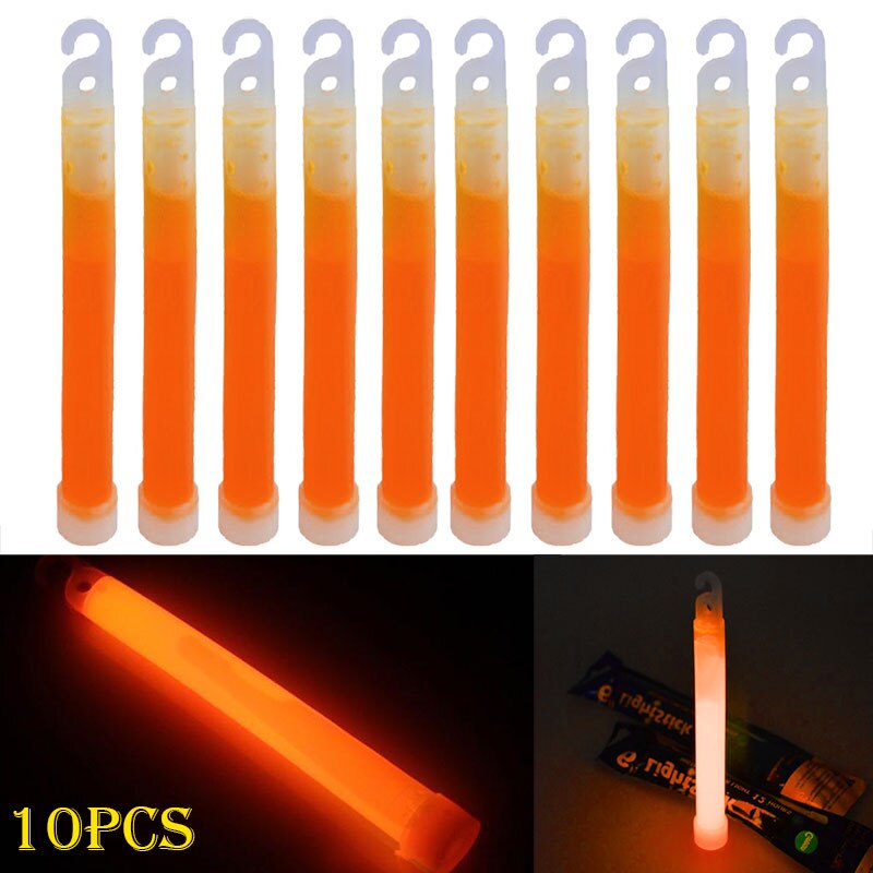 Barra luminosa de 6 pulgadas para productos químicos, barra de luz multicolor para decoración de emergencia, acampada, fiestas, clubes, suministros químicos fluorescentes, 10 unids/lote: Naranja