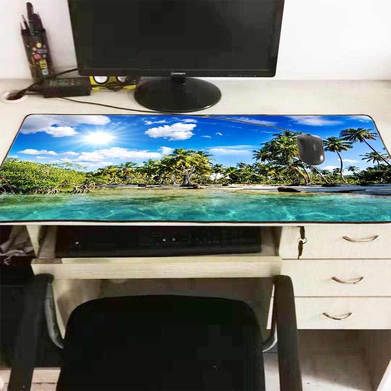 Natureza mousepad 400x900 grande mouse pad nuvem xxl azul tapetes de mesa jogos praia tapete escritório acessórios para computador