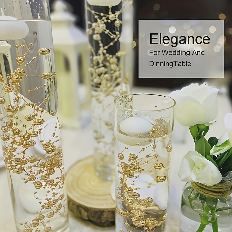 Bougies flottantes, remplissage de Vase, ficelle de perles, décoration de Table de mariage, surbrillance artificielle, chaîne de perles, chaîne en Faux plastique, 5 pièces
