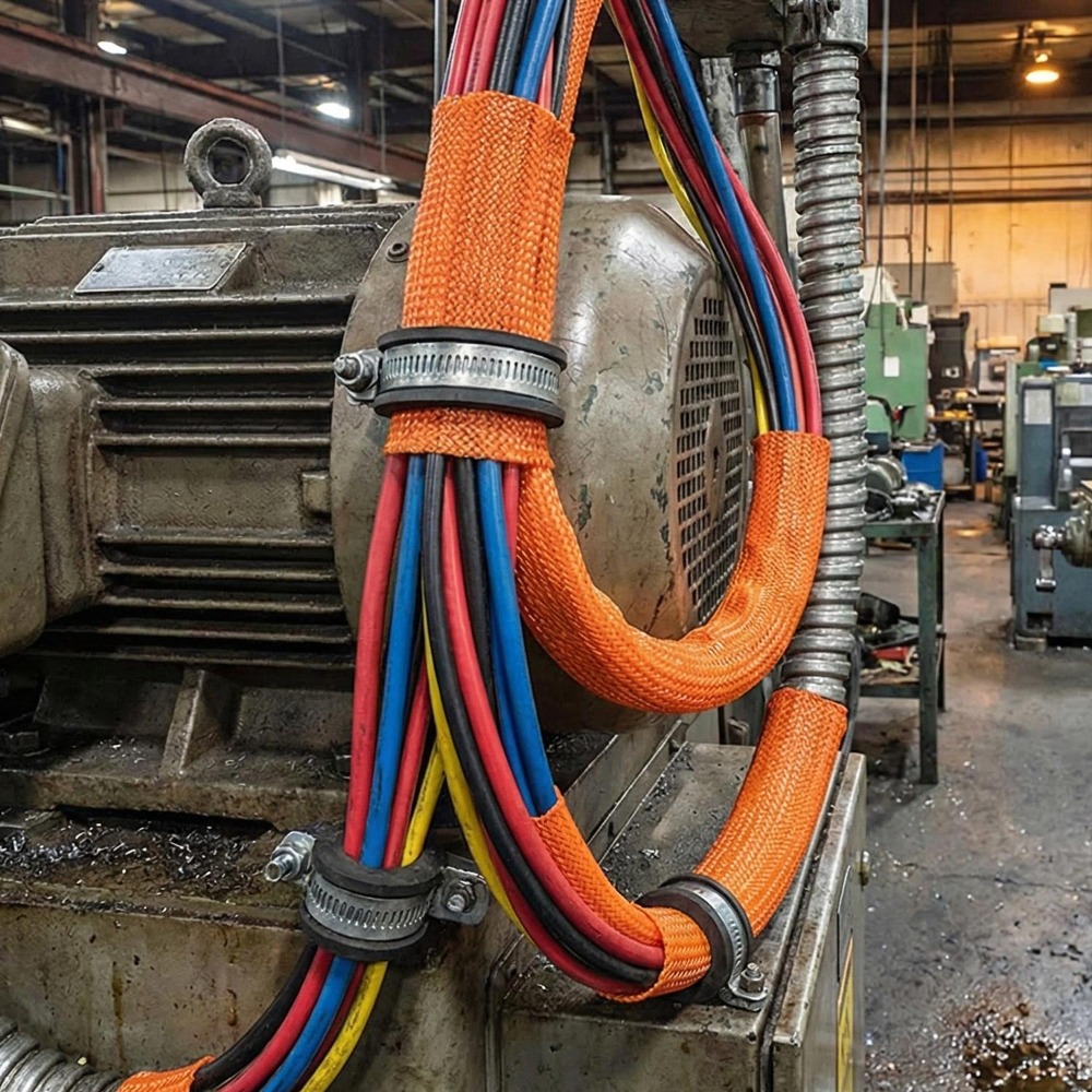 Guaina Termorestringente Intrecciata per Cablaggio Auto, Copertura in Tessuto per Protezione Cavi, Tubo Isolante in Poliolefina e Poliestere per Auto