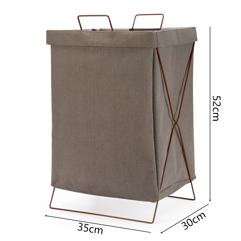 cotton linen Nordic simple support-type laundry basket waterproof moisture-proof foldable laundry bag: Simple Gray