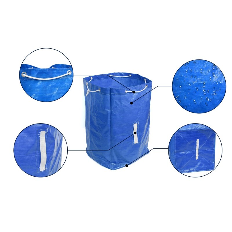 Multifunction Large Capacity Outdoor Garden Heavy Duty Leaf Bag Durable Reusable Waste Bag Blue Organizer Bag Portable M