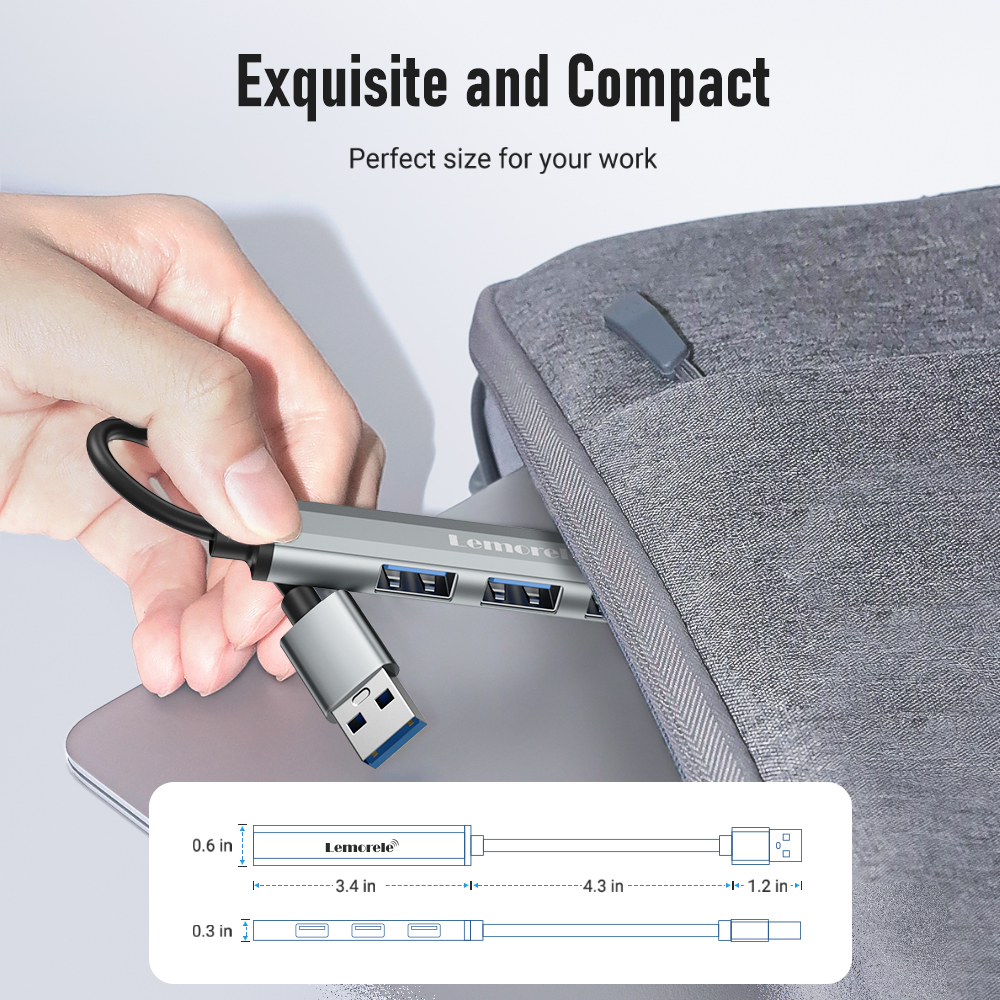 Lemorele 120cm 4Ports USB HUB OTG USB A 3.0 Adapter Multi Splitter Adapter Akcesoria do laptopów Xiaomi Lenovo Macbook Pro