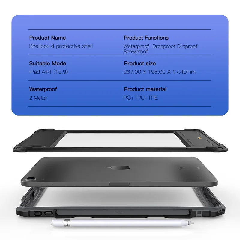 Funda impermeable IP68 Real para iPad 10th Air 4 5 2022 Pro 11 Air 11 M2 M3 Mini 7 6 5 protección completa cubierta transparente para tableta Capa