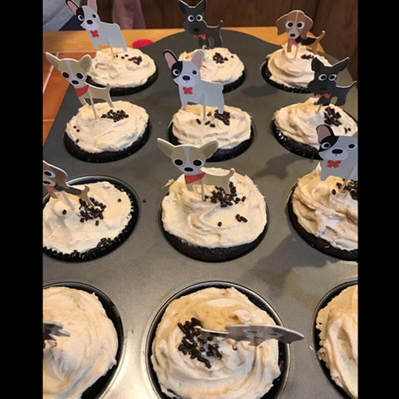 24 stk hvalp hund cupcake toppers tegneserie kæledyr tema baby shower fødselsdag dyr fest kage dekorationer