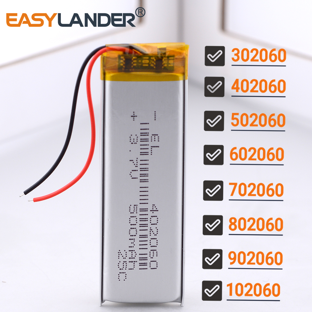 102060 402060 3.7v 1200 mah 302060 502060 602060 702060 802060 902060 lipo litium li-ion polymerbatteri