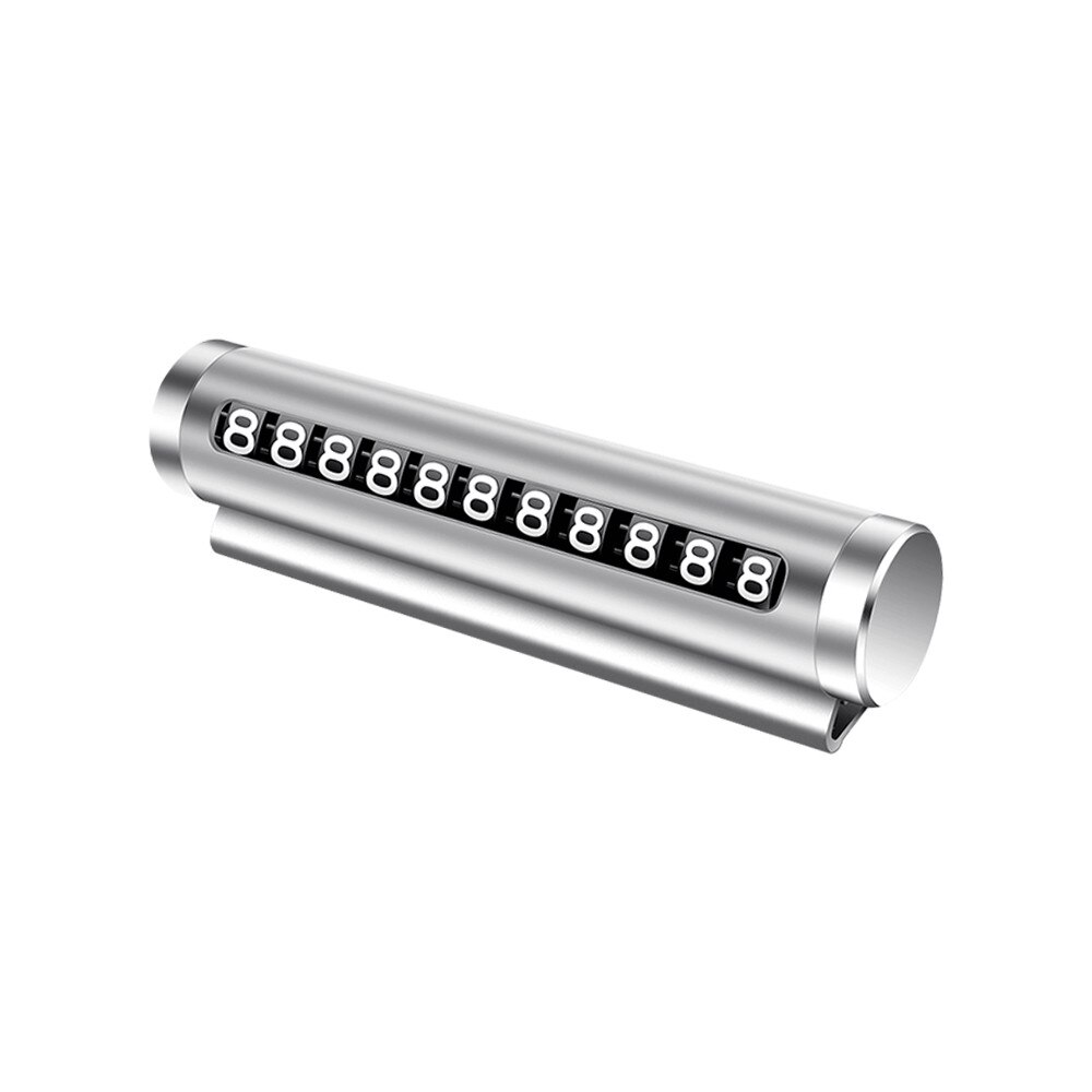 Temporary Stop Sign Mini Car Parking Card Phone Number Plate Support Scroll Adjustment: Silver