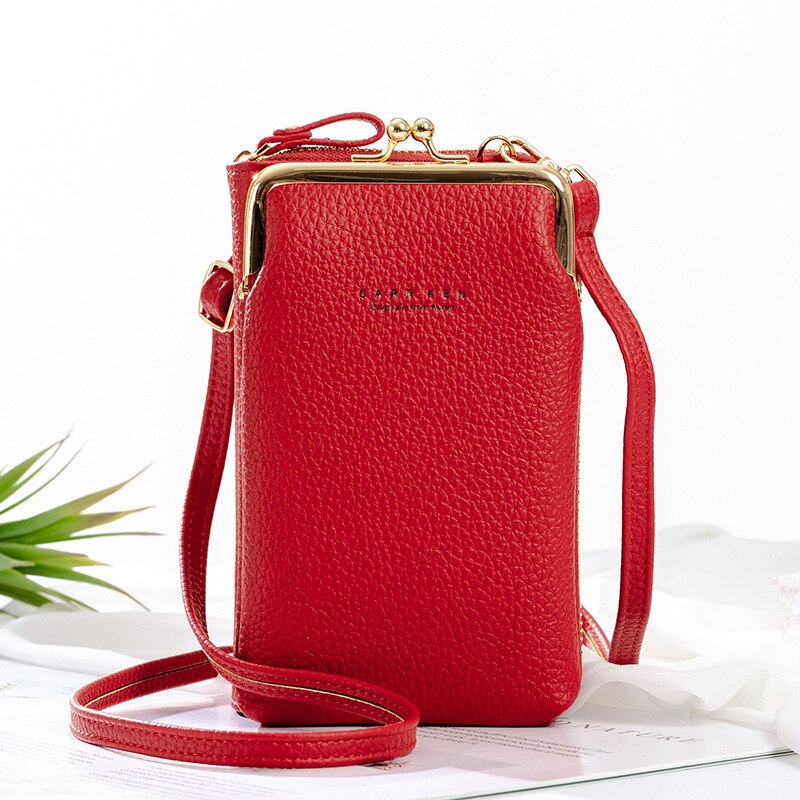 Phone Bag Pu Lederen Grote Capaciteit Reizen Draagbare Schoudertas Dames Crossbody Tas Mode Messenger Bag: Rood