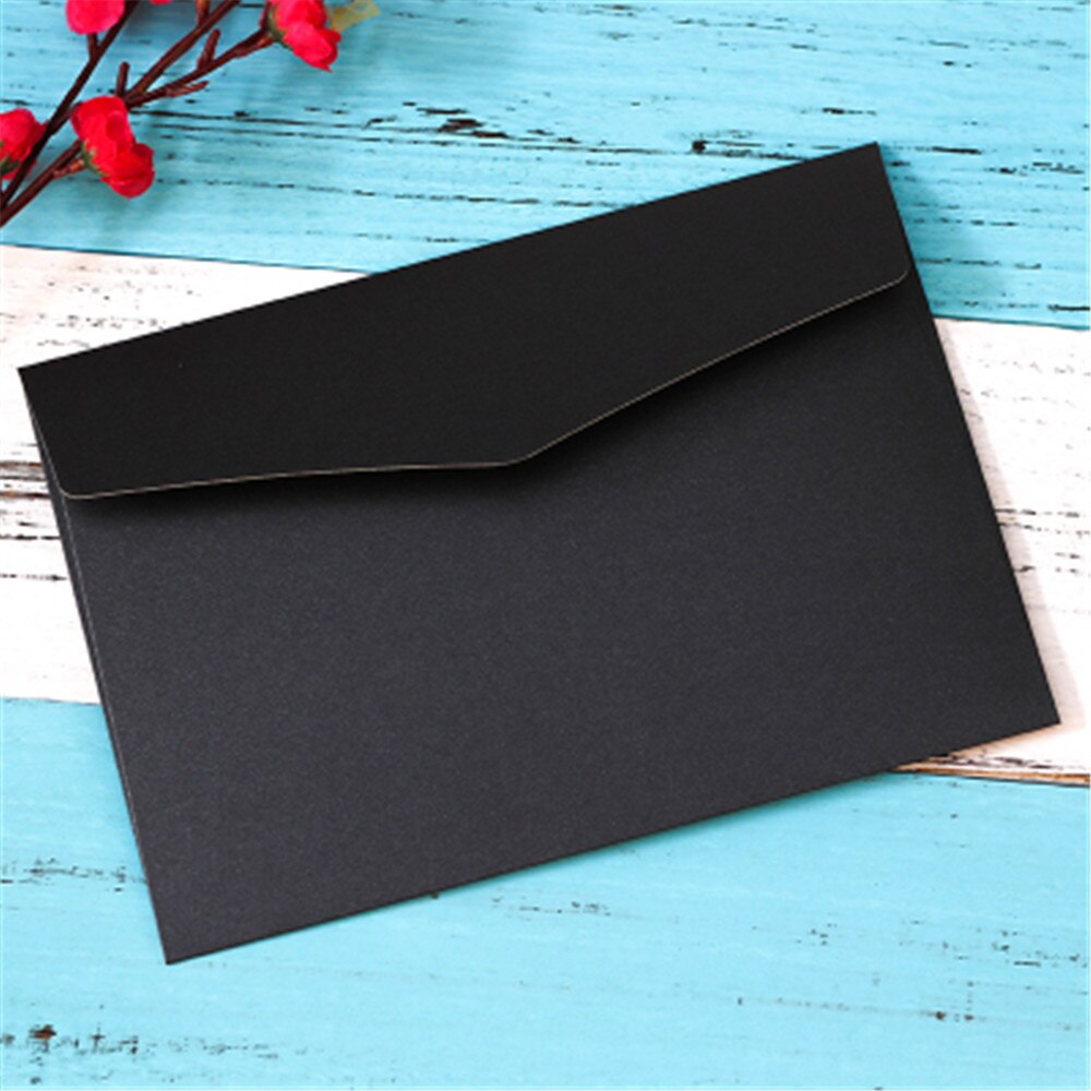 10Pcs 11*17.6Cm Enveloppen Voor Uitnodigingen Leuke Envelop Postcard Uitnodigingskaart Papier Tas Lonen Brief Papier Cover briefpapier: black