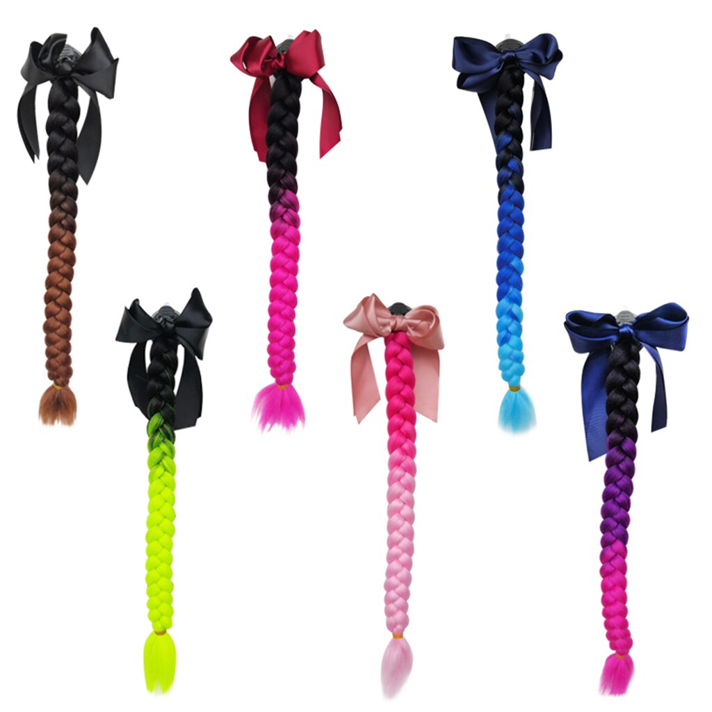 Casco coda di cavallo trecce trecce capelli con Bowknot ventosa rimovibile per moto bici bicicletta ciclismo motociclisti motociclisti pattinare