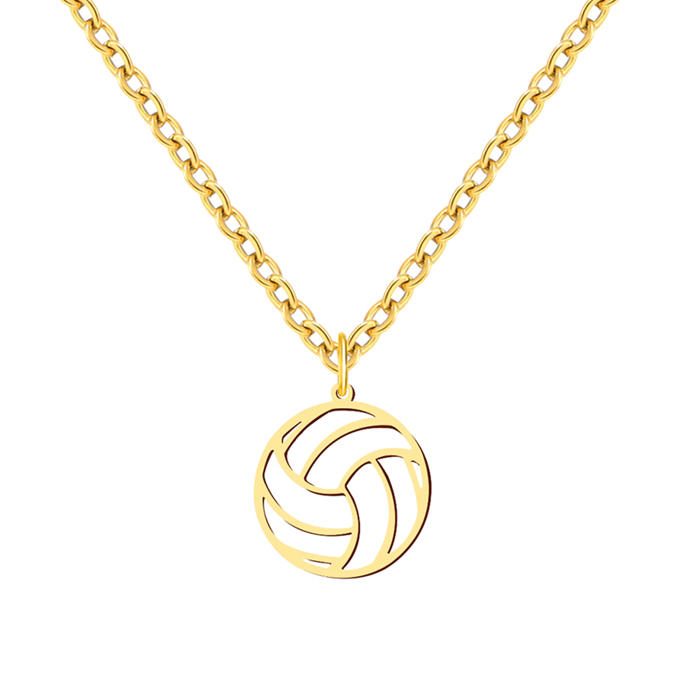 Collares de acero inoxidable para voleibol de playa, colgante de bola hueca, Collar de cadena, Collar de para mujeres y hombres, joyería, de