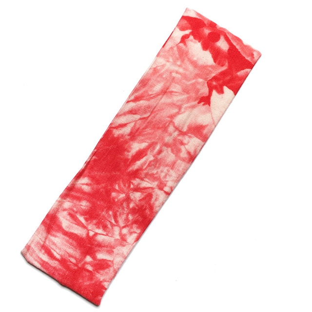2 Inch Tie Dye Cheetah Forest Tree Elastic Yoga Cotton Stretch Headbands Sports Girl Hair Bands Bandage Gum Turban Bandana: Red