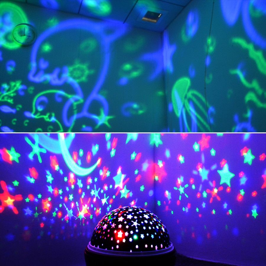 LED Night Light Projector Spin Sterrenhemel Star Ocean World Master Roterende Kinderen Kids Baby Slaap Romantische USB Lamp Projectie
