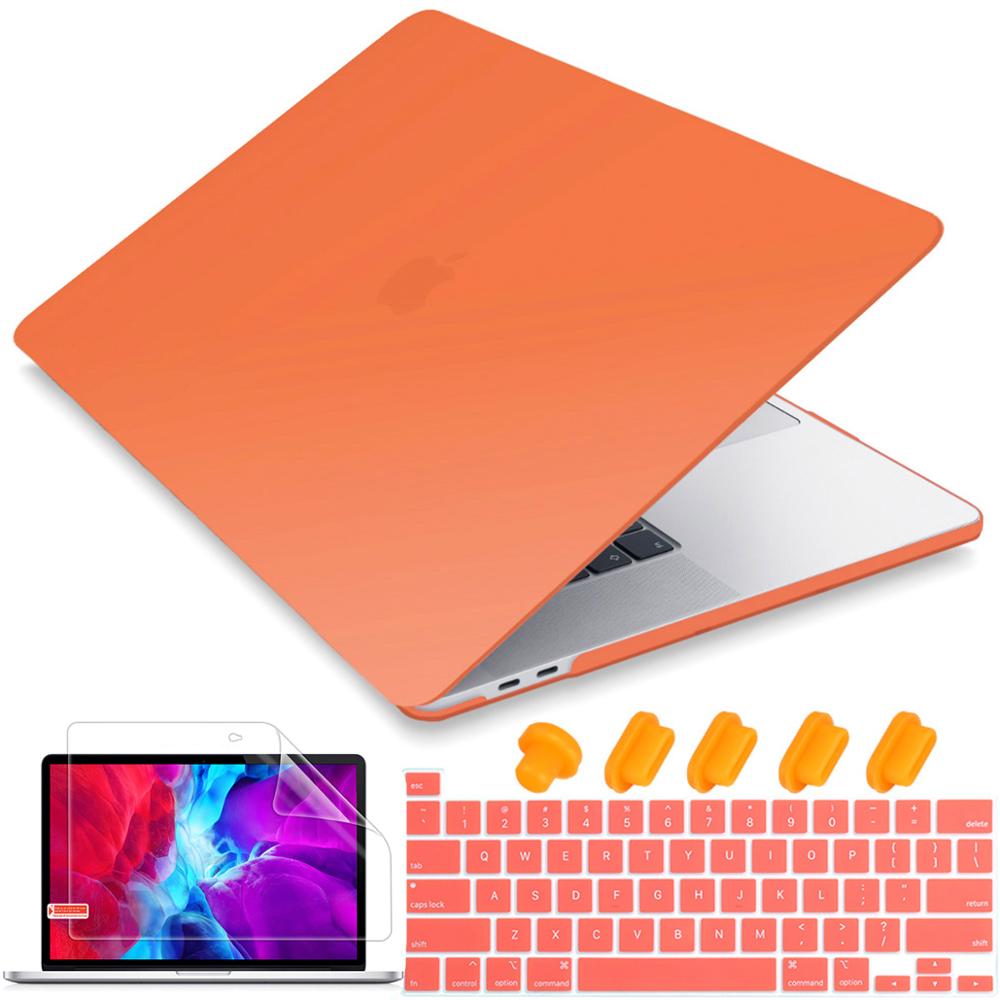 Screen protector Keyboard cover Hard Shell Case for Macbook Pro 16 inch with Touch Bar A2141: Matte Orange