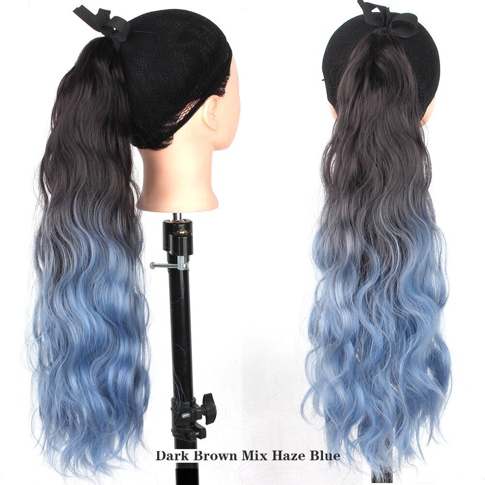 MSTN-Peluca de pelo rizado largo de 60CM, coleta con cola de caballo ombré, horquilla de peluca, extensión de cabello sintético, tocados: 4/30HL