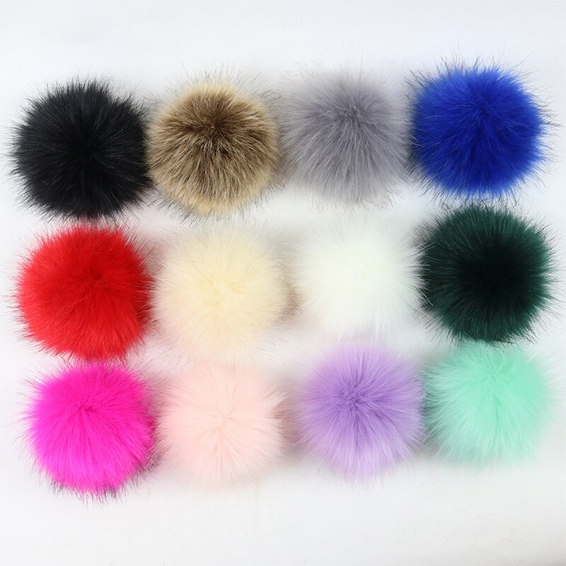 12Pcs 8Cm Diy Winter Faux Fur Ball Pompom Vrouwen Auto Tas Sleutelhanger Sleutelhanger Elastische Diy Sleutelhanger Konijn haarwortel Zakken Hoed Decor