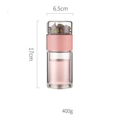 Thee waterfles reis drinkgerei dubbelwandige glazen thee-infuser beker roestvrijstalen filters theefilter bloemen theekopje: Geel
