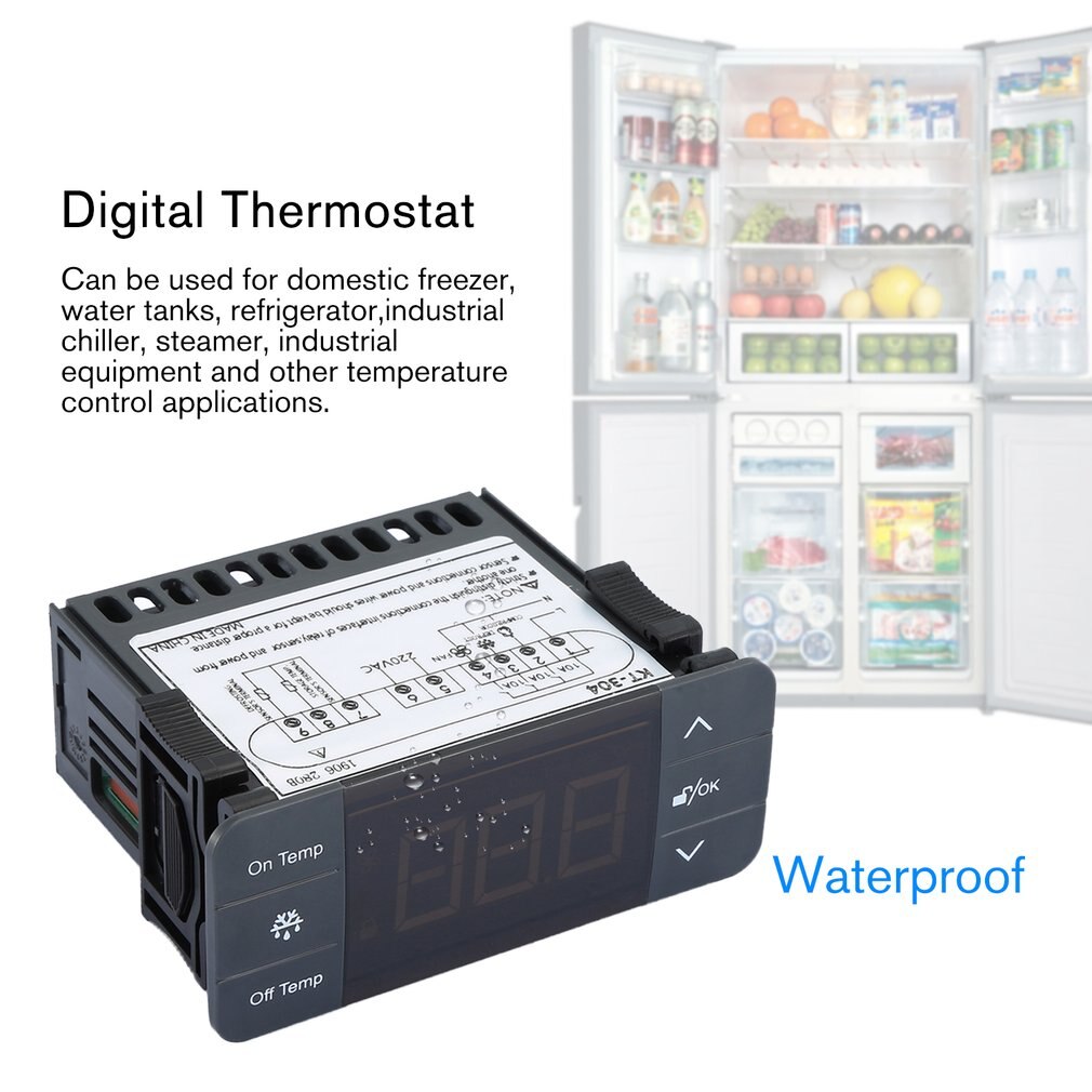 Kt -304 digital temperaturregulator termoregulator termostat termoelementføler med køleafrimningsventilatorfunktion: 220v 10a