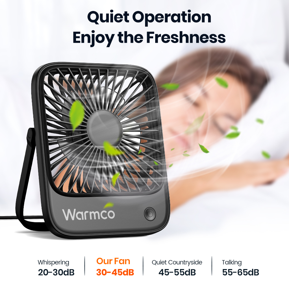 Warmco mini usb-bordventilatorer bærbar usb-c skrivebordskøleventilator 3- hastigheder justerbar 180 ° rotation stille lille personlig ventilator til hjemmet
