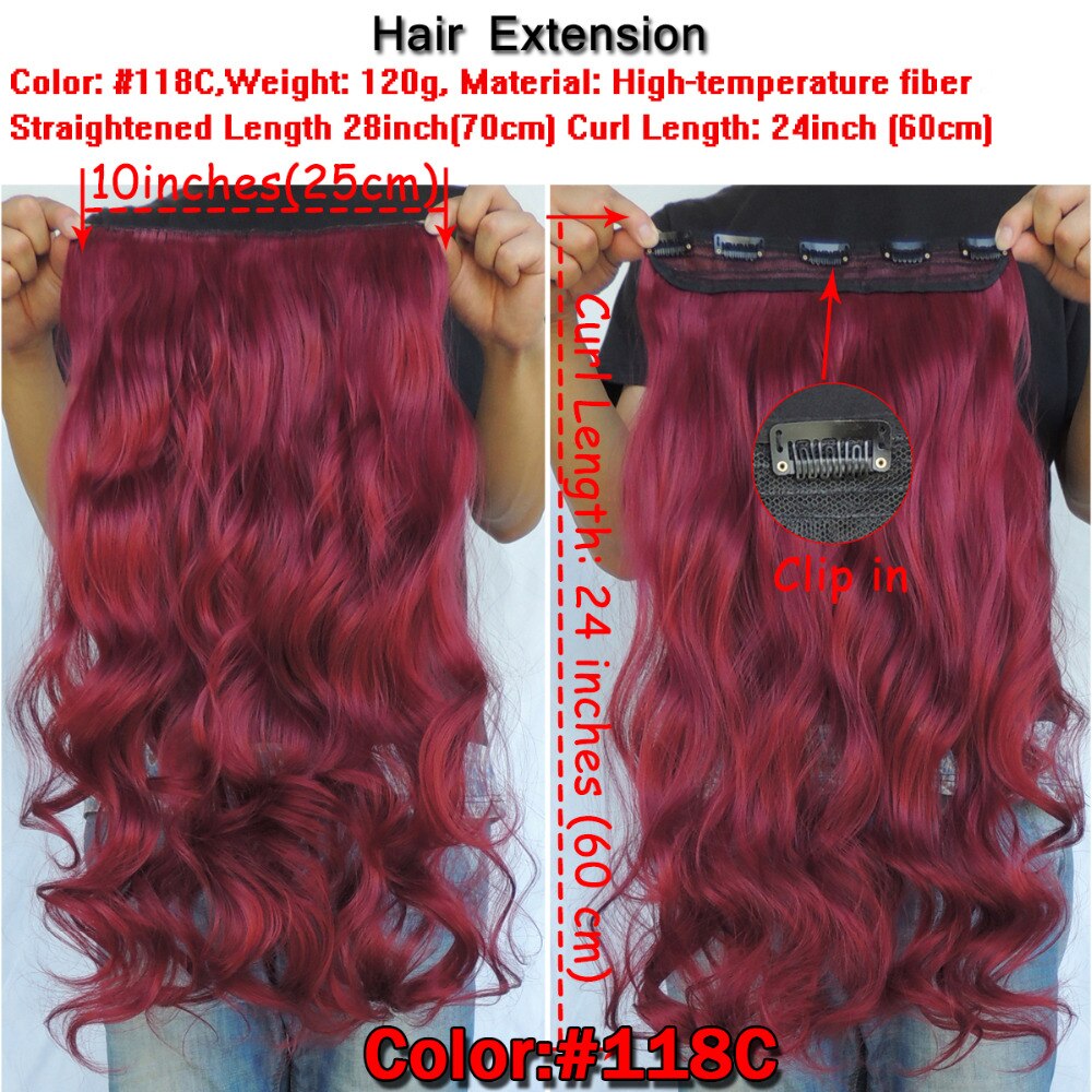 Wjj 12070/118c 2 piece xi.rocks clips in hair extension syntetiske parykker clips extensions krøllet hårnåle paryk mørk rød farve