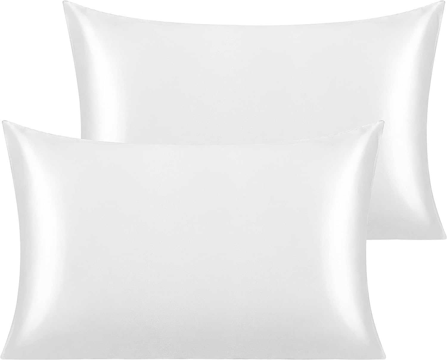 1 Stück Seidensatin-Kissenbezug für Kleinkinder, 35 x 50 cm, superweiche und seidige, kühlende Reise-Kissenbezüge für Kinderzimmer, freundlicher, Jungen und Mädchen: WEISS