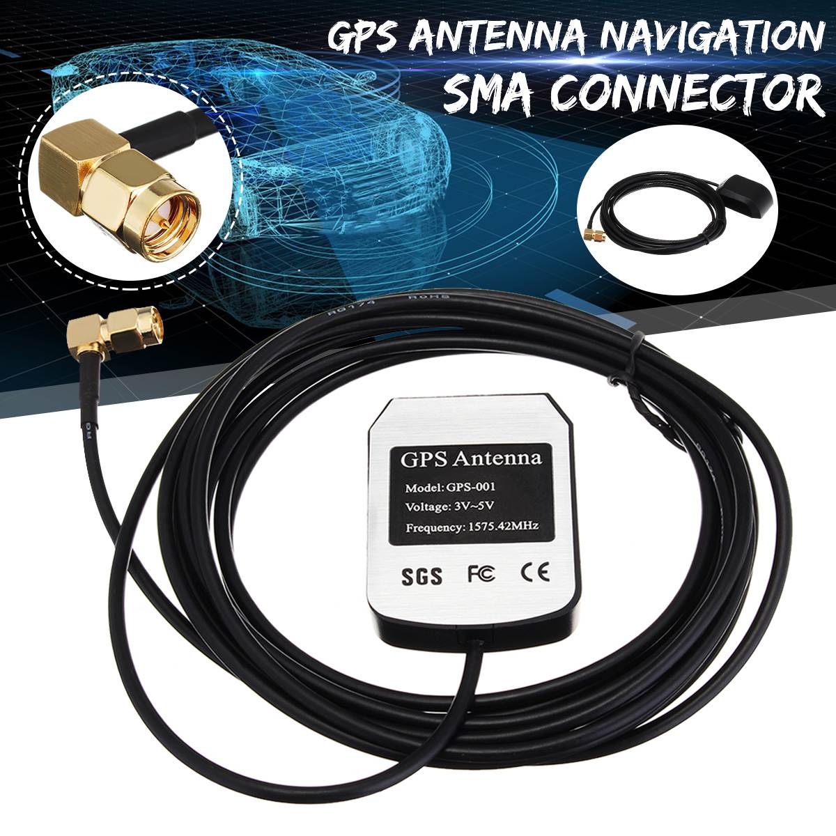 30cm GPS Antenna Navigation Positioning Aerial Curved Male SMA Connector Car Repeater Receiver Transmitter Vehicle GPS