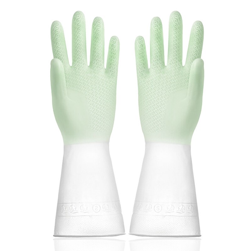 Gradient Color Dishwashing Gloves Thin Section Housework Clean And Durable Kitchen Laundry Waterproof Latex Gloves Cleaning Tool: 03 Size S Green