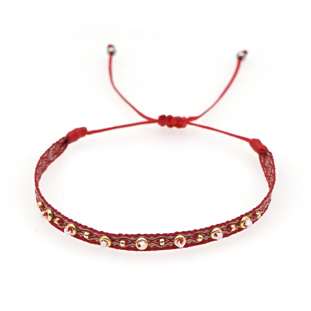 KKBEAD Colombia pulsera joyería tela cinta Pulseras de tela para mujer Pulseras tejidas hechas a mano: Bañado en rodio de imitación