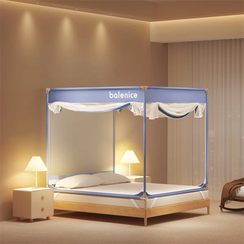Summer Solid color scaffolding tent square mosquito net Including bracket bednet canopy Fully enveloped Square mosquito net
