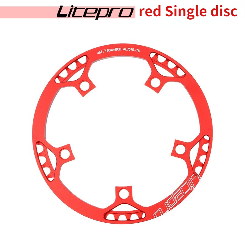 Litepro Mtb Crankset Folding Bicycle Tooth Disc LP Disc 45 47 53t 56t 58t Disc Square Hole Crank Bmx Bike Parts Four Colors: Red / 53T