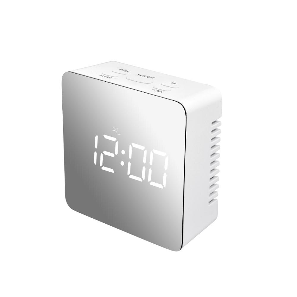 Horloge de Table numérique de 12H/24H | Horloge Portable pour miroir de maquillage, alarme de bureau, thermomètre, lampe de nuit, horloge murale numérique: Square