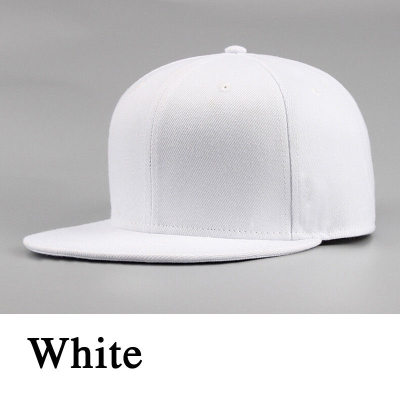 Ny sport baseball cap blank almindelig solid snapback golfbold street hat mænd kvinder: Hvid