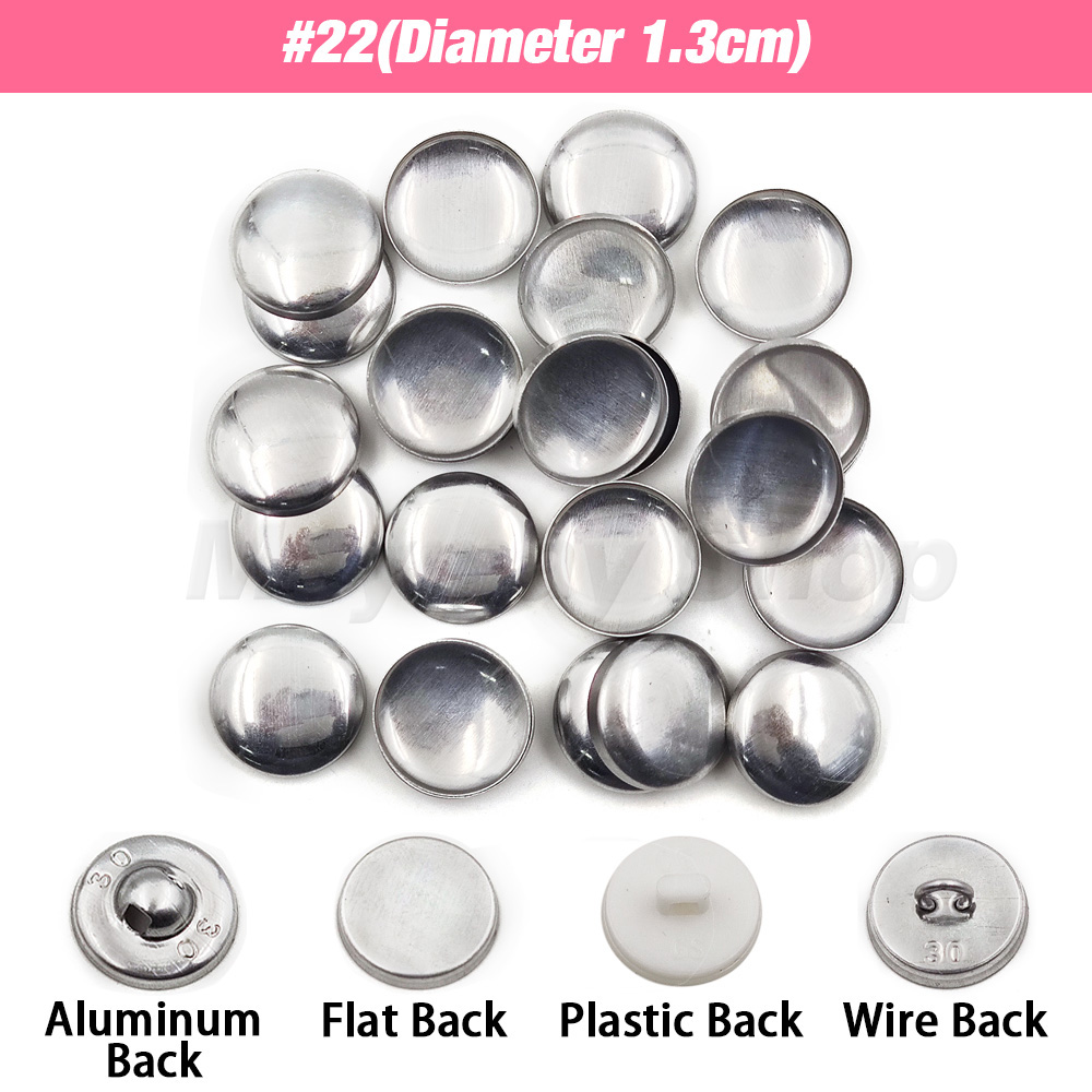 100 sets # 16-60 bedekte knop stoffen knoppen ronde broodvorm stoffen doek cover knoppen voor doe-het-zelf handgemaakte stoffen accessoires: 6# / Antique Zinc