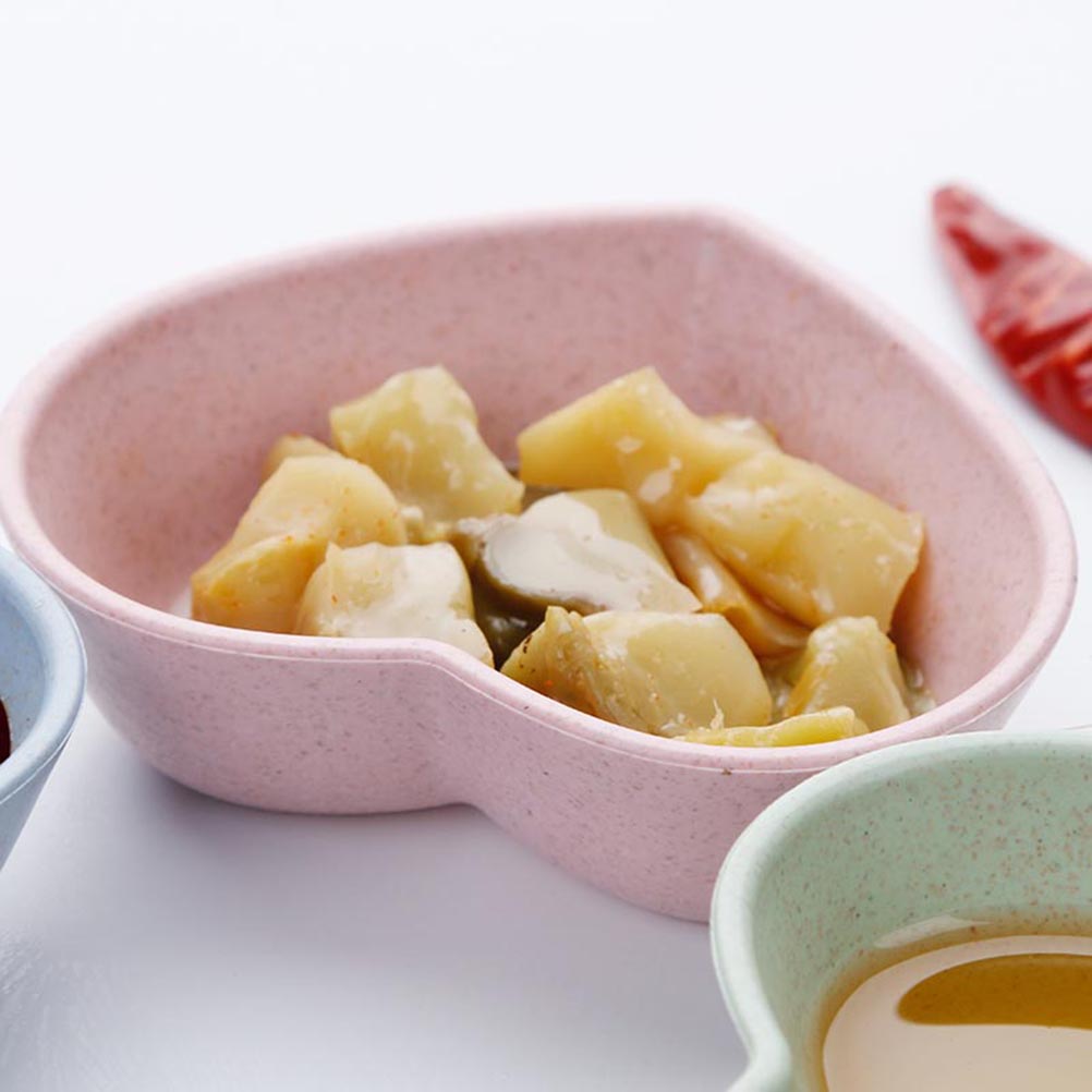 4pcs Nette Liebe Herz Form Weizen Stroh Schalen Essig Gewürz Solide Soja Gerichte Sauce Salz Snack Platten Küche Liefert